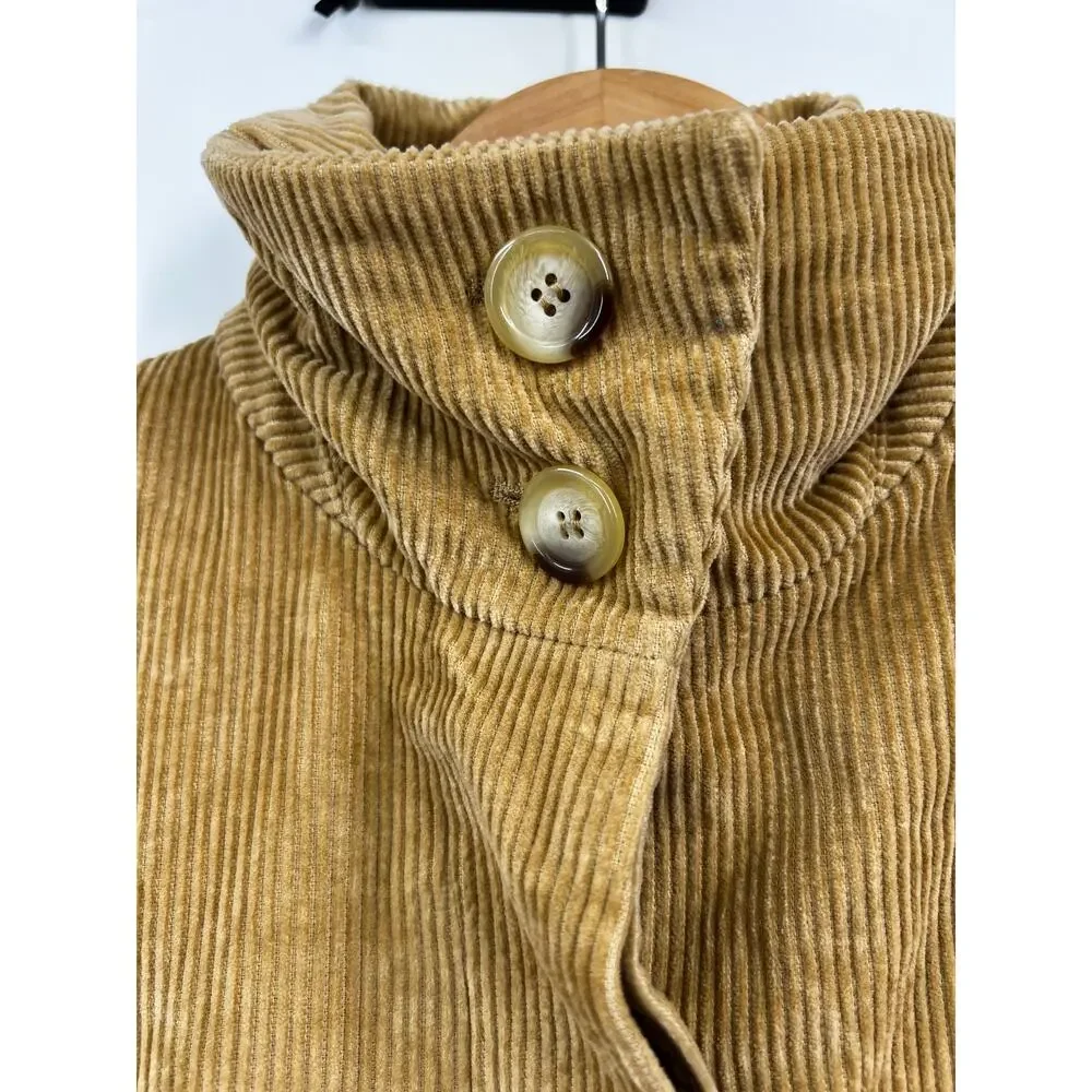 Express Jacket Womens Mustard Yellow Tan Funnel Neck Corduroy Size 7 8‎
